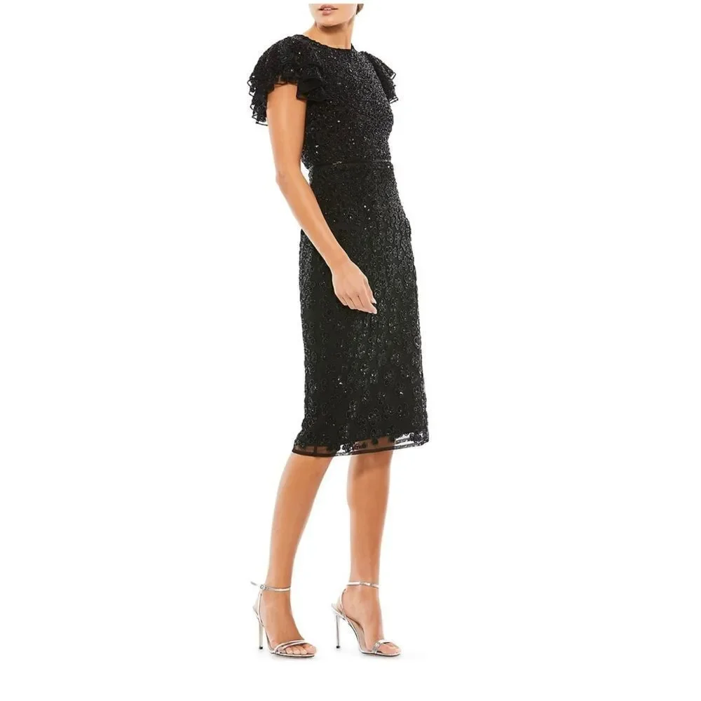 Mac Duggal Floral Beaded Sheath Dress size 2